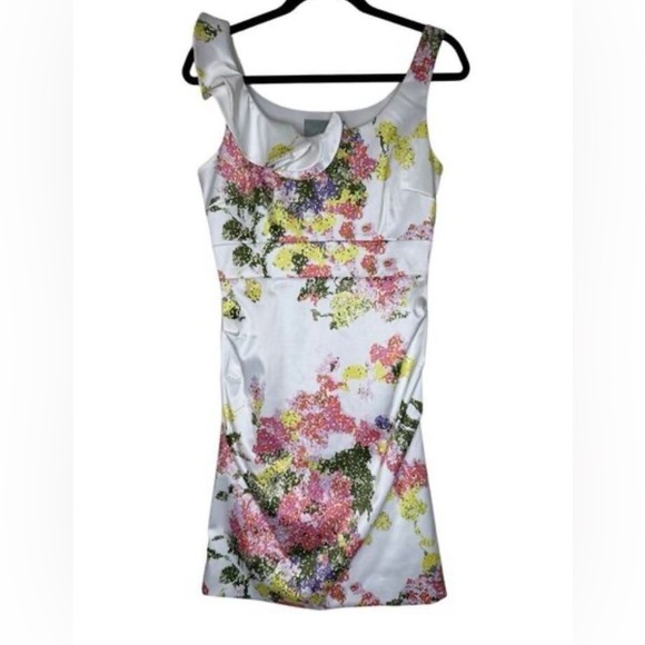 Maeve Dresses & Skirts - Maeve White Floral Midi Dress with Pink and Yellow Blooms